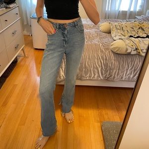 Zara High rise flare split hem jeans